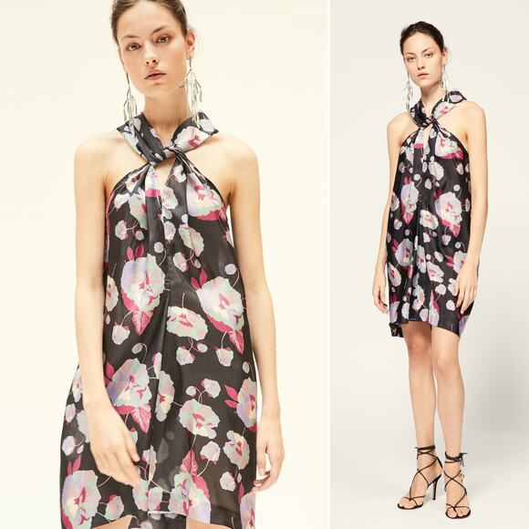 Isabel Marant Dresses & Skirts - Isabel Marant Floral Silk Suzyli Mini Dress , Black/Pink/Green, Sz 38/ US 6